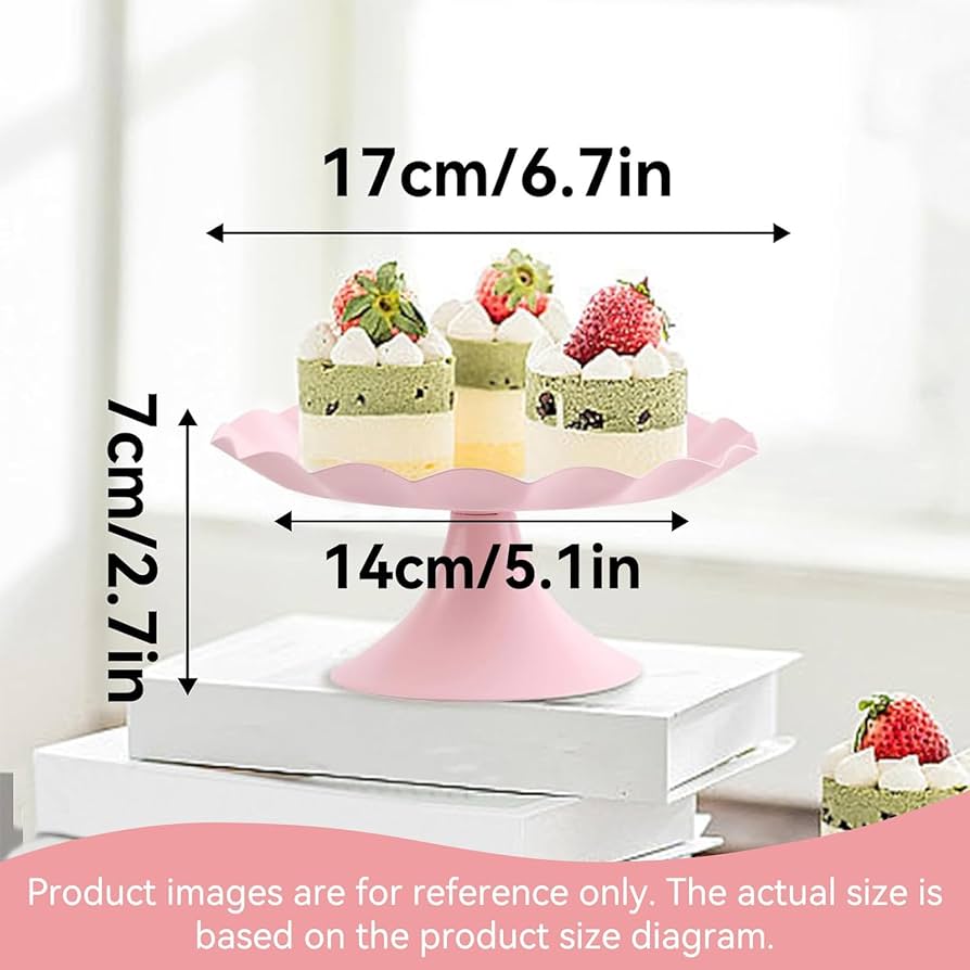 Amazon｜ピンクケーキスタンド、フリルトリムメタルラウンド